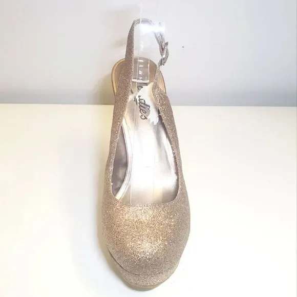 #420 Candies Y2K Stiletto Glitter Platform Pumps Size 6.5 Slingback Shoes - Picture 3 of 6